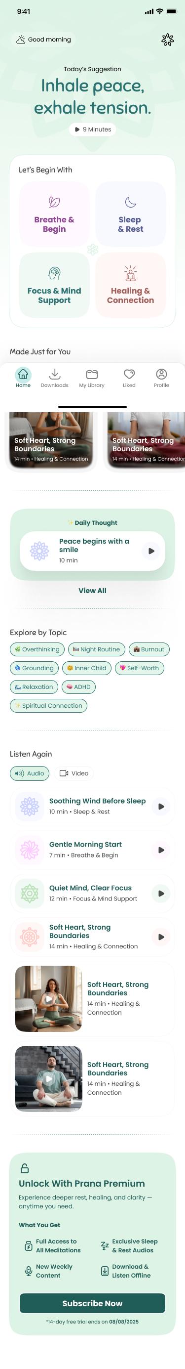 One Within app home screen